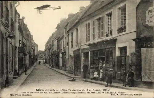 Ak Sées Orne, Fetes d'Aviation du 4 et 5 aout 1912