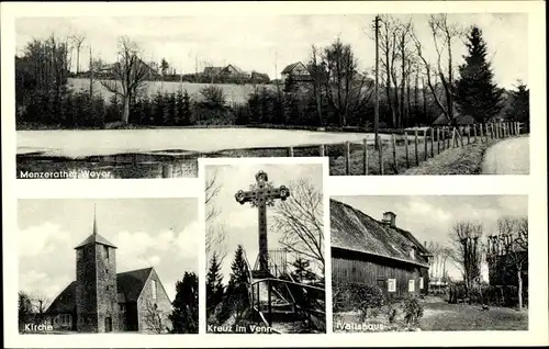 Ak Monschau Montjoie in der Eifel, Menzerather Weiher, Kirche, Kreuz im Venn