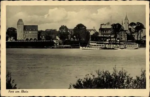 Ak Porz Köln am Rhein, Teilanasicht mit Dampfer