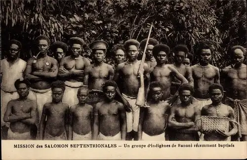 Ak Salomon Inseln Ozeanien, Mission des Salomon Septentrionales, indigènes de Banoni baptisés