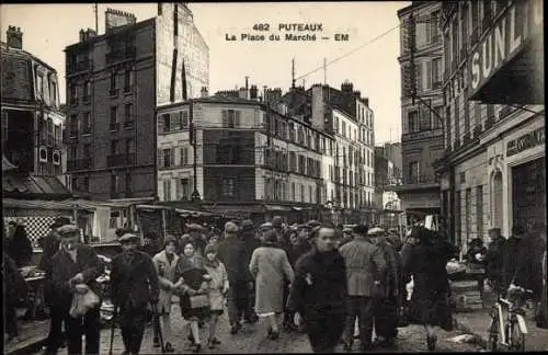 Ak Puteaux Hauts de Seine, La Place du Marché