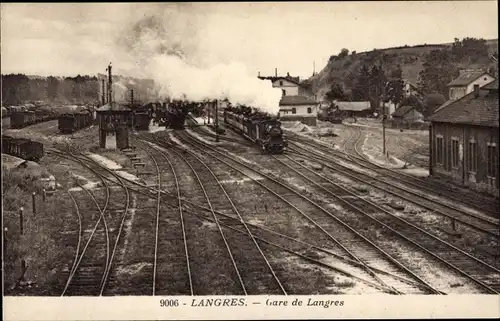 Ak Langres Haute Marne, Gare, chemin de fer