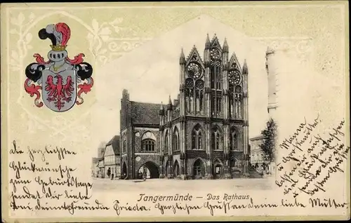 Präge Wappen Ak Tangermünde an der Elbe, Das Rathaus