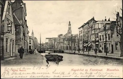 Ak Maassluis Südholland, Noordvliet en Veerstraat