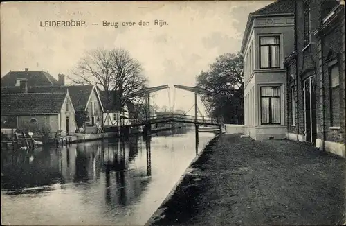 Ak Leiderdorp Südholland, Klappbrücke, Brug over den Rijn