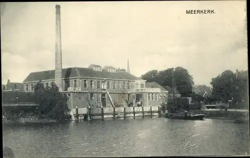 Ak Meerkerk Südholland, Teilansicht, Fabrik, Schornstein