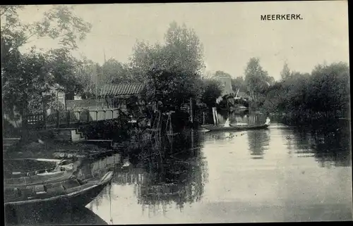 Ak Meerkerk Südholland, Teilansicht der Ortschaft, Wasserpartie