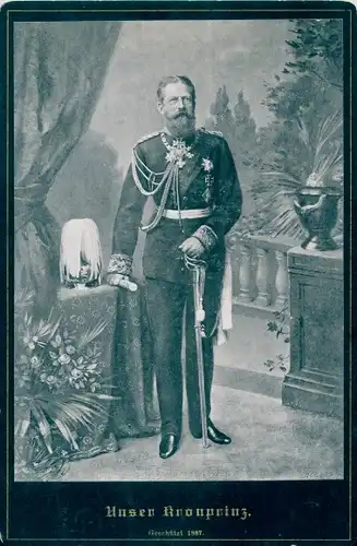 Kabinett Foto Kaiser Friedrich III., Kronprinz von Preußen, Portrait