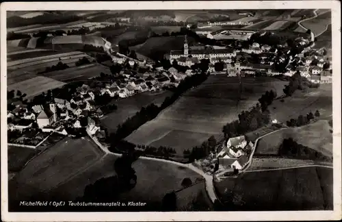 Ak Michelfeld Auerbach in der Oberpfalz, Taubstummenanstalt u. Kloster, Fliegeraufnahme