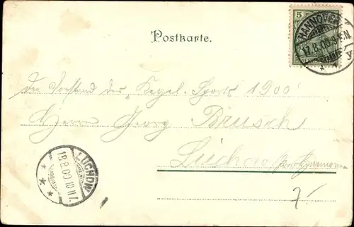 Litho Turner mit Fahne, Eingangstor, Turnfest