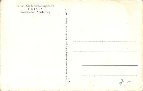 Ak Norderney in Ostfriesland, Privat Kindererholungsheim Frisia, Hausansicht