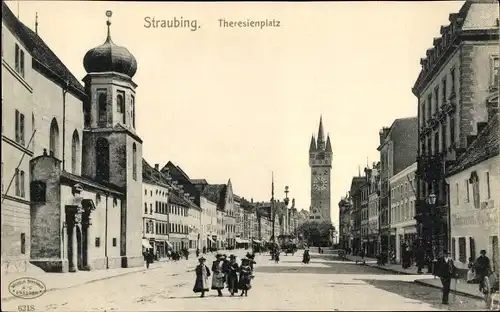 Ak Straubing an der Donau Niederbayern, Theresienplatz