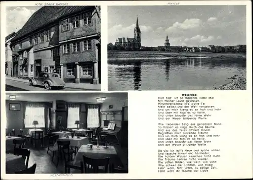 Lied Ak Rinteln an der Weser, Hotel Stadt Kassel, Klosterstraße, Innenansicht, Weserlied