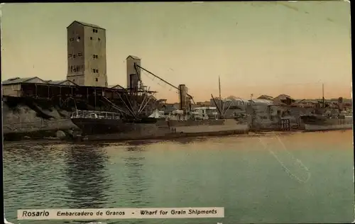 Ak Rosario Argentinien, Embarcadero de Granos, Wharf for Grain Shipments