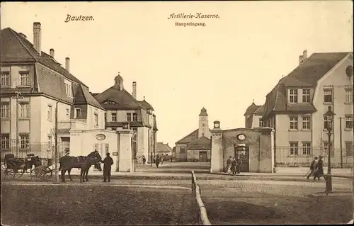 Ak Bautzen in der Oberlausitz, Artillerie Kaserne, Haupteingang