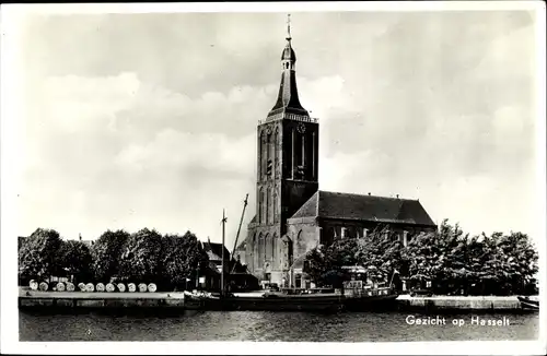 Ak Hasselt Overijssel, Teilansicht mit Kirche