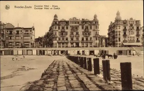 Ak Knokke Heist Heyst Knocke sur Mer Westflandern, Excelsior Hotel, Digue