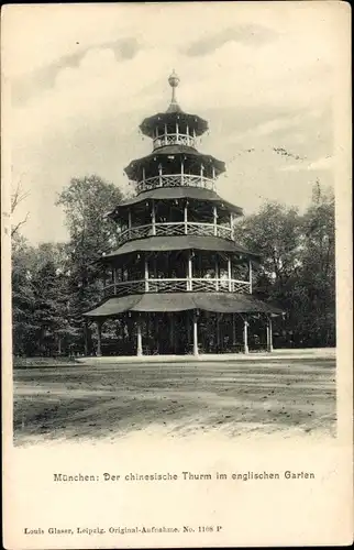 Ak München, Der chinesische Turm im englischen Garten