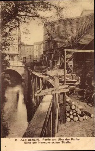 Ak Berlin Mitte, Partie am Ufer der Panke Ecke Hannoversche Straße