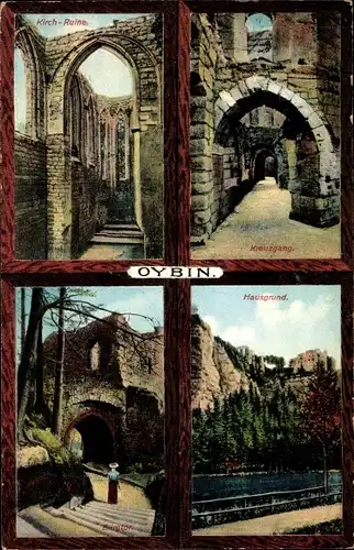 Ak Oybin in Sachsen, Kirchenruine, Kreuzgang, Hausgrund