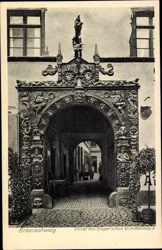 Ak Braunschweig in Niedersachsen, Portal des Steger'schen Mummehauses