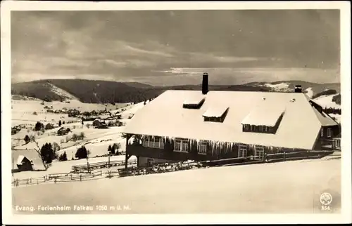 Ak Falkau Feldberg im Schwarzwald, Evang. Ferienheim, Winter