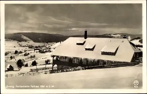 Ak Falkau Feldberg im Schwarzwald, Evang. Ferienheim, Winter