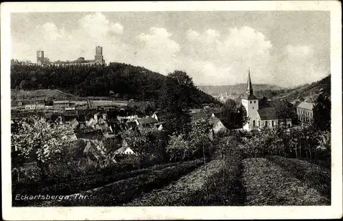 Ak Eckartsberga Burgenlandkreis, Panorama, Kirche