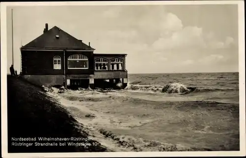 Ak Wilhelmshaven Rüstringen, Strandhalle bei Sturm