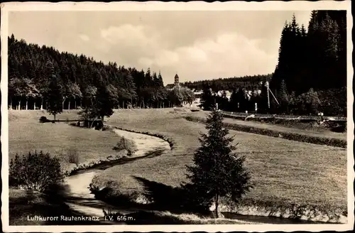 Ak Rautenkranz im Vogtland, Panorama, Fluss