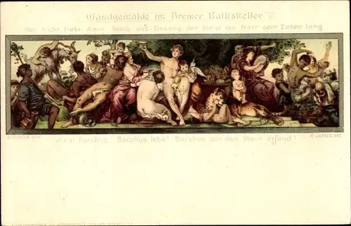 Litho Bremen, Wandgemälde im Ratskeller, Bacchus