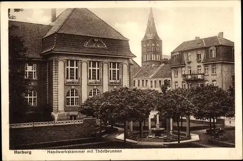 Ak Hamburg Harburg, Handwerkskammer mit Thörlbrunnen