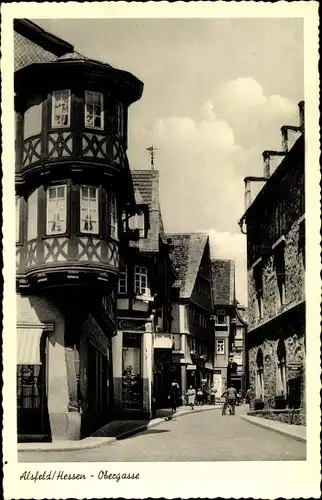 Ak Alsfeld in Hessen, Obergasse, Erker