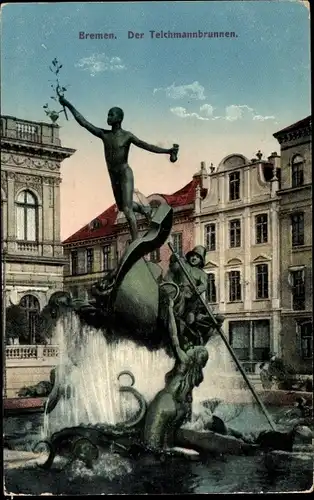Ak Hansestadt Bremen, der Teichmannbrunnen