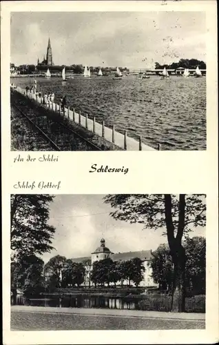 Ak Schleswig an der Schlei, Schloß Gottorf, Kirche, Segelboote