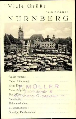 Ak Nürnberg in Mittelfranken, Kirche, Marktplatz