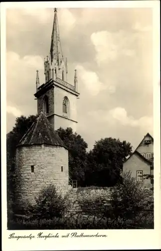 Ak Bad Langensalza in Thüringen, Bergkirche mit Stadtmauerturm