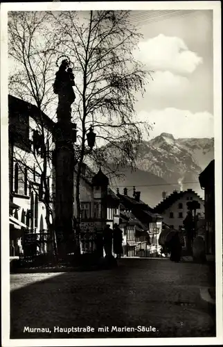 Ak Murnau am Staffelsee, Hauptstraße mit Marien-Säule