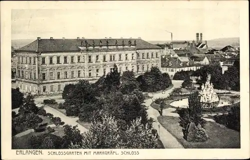 Ak Erlangen in Mittelfranken Bayern, Schlossgarten mit Markgräfl. Schloss