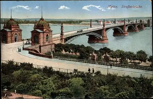 Ak Mainz am Rhein, Straßenbrücke