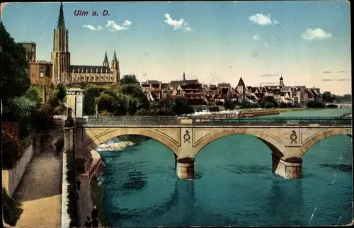 Ak Ulm an der Donau, Brücke, Stadtansicht