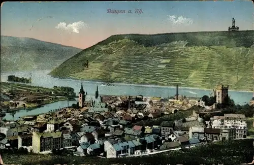 Ak Bingen am Rhein, Panorama vom Ort