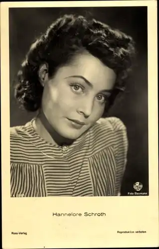 Ak Schauspielerin Hannelore Schroth, Portrait