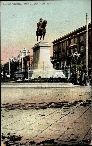 Ak Alexandria Ägypten, Monument Mohamed Aly, Reiterdenkmal