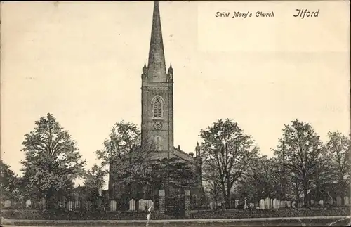 Ak Ilford London England, Saint Mary's Church