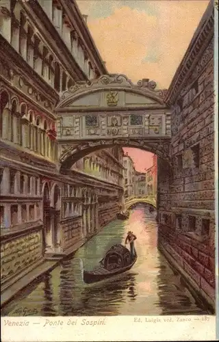 Künstler Ak Venezia Venedig Veneto, Ponte dei Sospiri, Seufzerbrücke