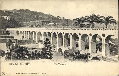 Ak Rio de Janeiro Brasilien, Sta. Thereza, Viadukt, Bahn