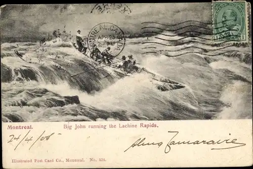 Ak Montreal Québec Kanada, Big John running the Lachine Rapids, Boot in Stromschnellen