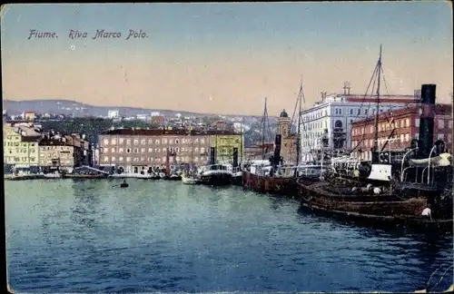 Ak Rijeka Fiume Kroatien, Riva Marco Polo