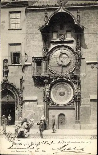 Ak Praha Prag Tschechien, astronomische Uhr
